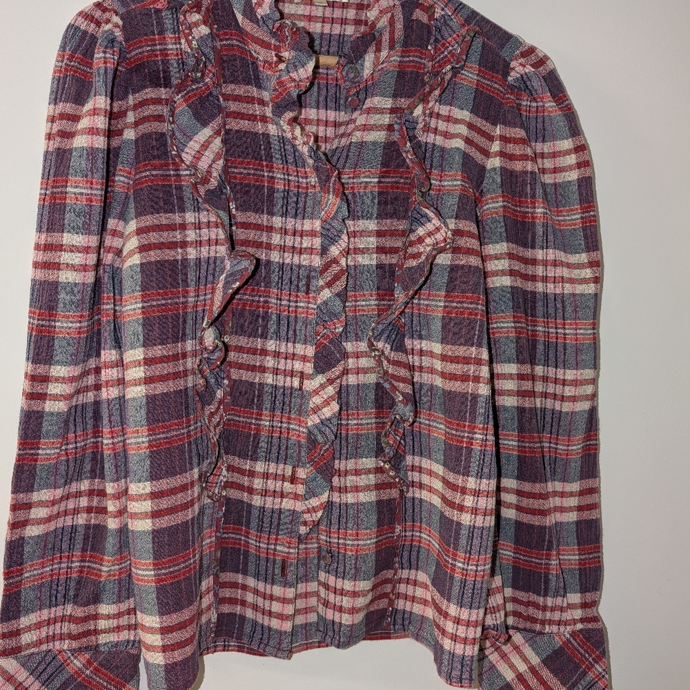 Sezane Melodia Shirt New Jersey Check - Size 6